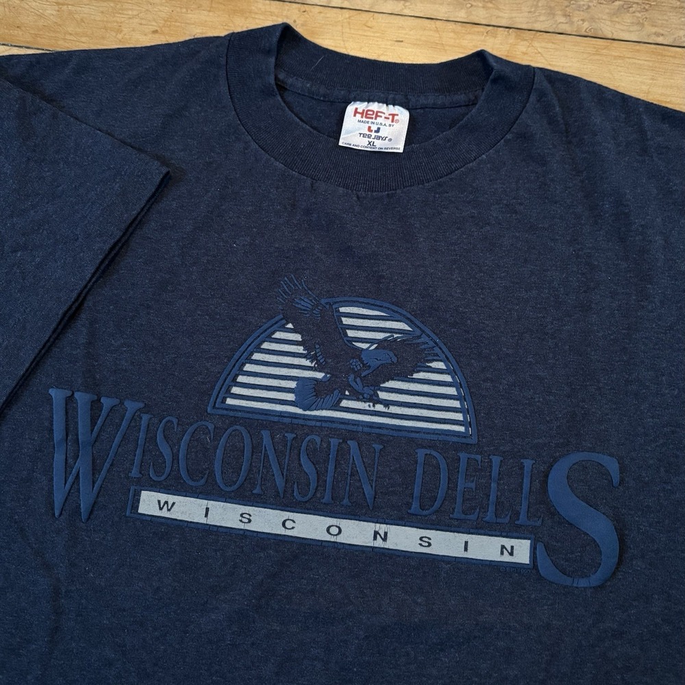 VTG Wisconsin Dells Eagle Puff Print T-Shirt Single Stitch Size XL Made In USA